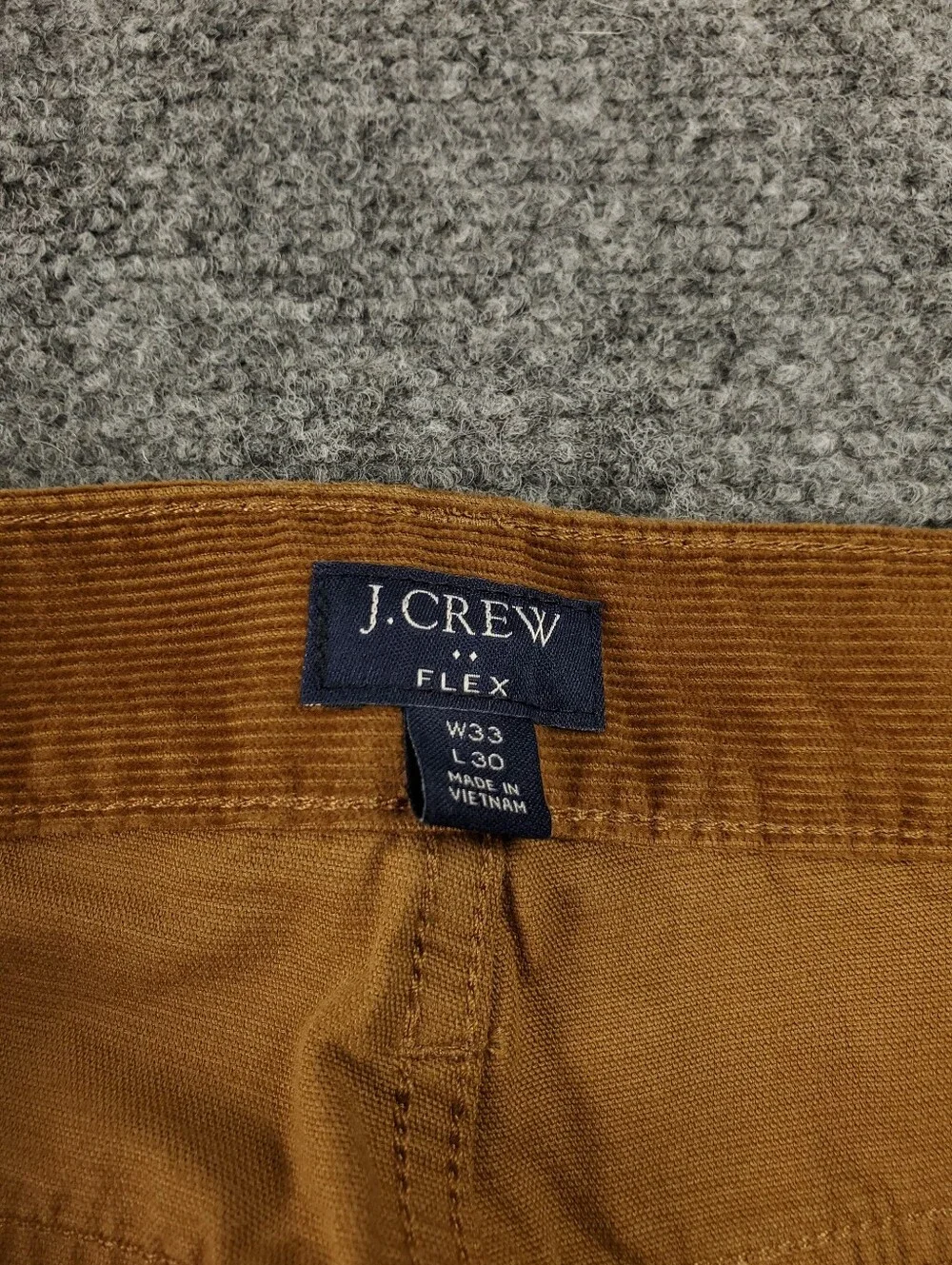 J Crew Flex Corduroy Pants 33x30 Slim Camel Rust Brown Five Pocket Casual Fall